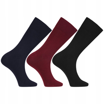 Skarpetki Wysokie Męskie Garniturowe Długie Prążkowane MORAJ 3-pary