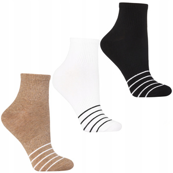 Skarpetki Damskie Za Kostkę Skarpety Prążkowane w Paski MORAJ 3-PARY