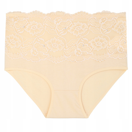 Majtki Damskie Figi Wysoki Stan Koronka Subtelne Plus Size 4-PAK MORAJ 