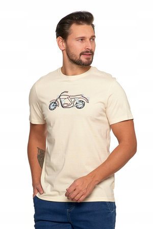 T-SHIRT MĘSKI HAFT MOTOCYKLA Koszulka z krótkim rękawem Bawełniana MORAJ 