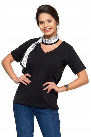 T-Shirt Damski PREMIUM Bawełna Luźna Koszulka Wygodna Dekolt V MORAJ 