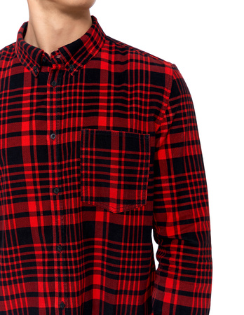 SZTRUKSOWA KOSZULA MĘSKA 100% BAWEŁNA W KRATĘ DŁUGI RĘKAW WYGODNA MORAJ