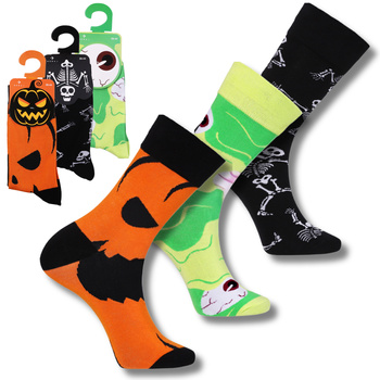 SKARPETY MĘSKIE DŁUGIE STRASZNE ŚMIESZNE SKARPETKI HALLOWEEN 3-PARY 39-44