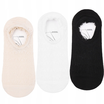Stopki Damskie MORAJ Skarpetki Balerinki Delikatna Koronka 3-PAK