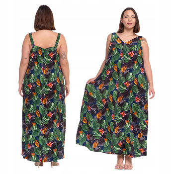 Letnia SUKIENKA MAXI DAMSKA Luźny Krój na ramiączkach Wzorzysta MORAJ