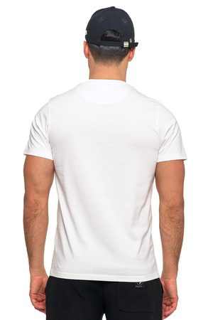 T-Shirt Męski Klasyczny Koszulka na Krótki Rękaw Gładka Biała Napis MORAJ 
