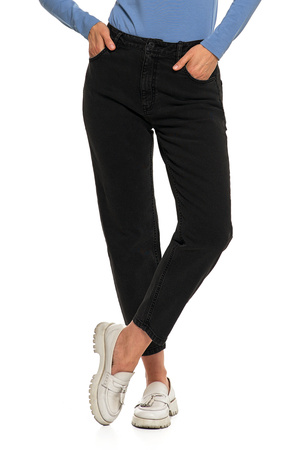 SPODNIE MOM FIT JEANSOWE DAMSKIE WYSOKI STAN LUŹNE MODNE JEANSY MORAJ
