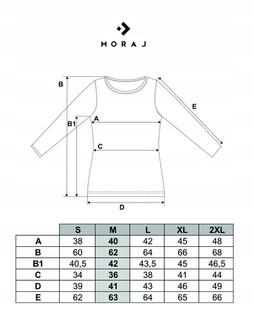 Bluzka Na Długi Rękaw Gładka Koszulka Damska T-Shirt Podkoszulka MORAJ 