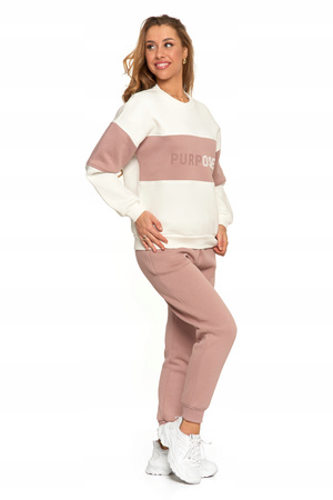 BLUZA DAMSKA Ocieplana Luźna z Napisem Modna Oversize Przez Głowę MORAJ 