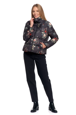 KRÓTKA KURTKA DAMSKA PIKOWANA Z KAPTUREM NA JESIEŃ CIEPŁA MORAJ