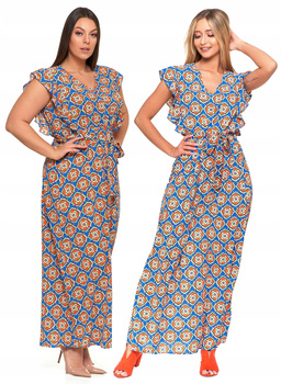 Sukienka Damska Maxi Motylkowy Rękaw Zwiewna Kolorowa na lato MORAJ