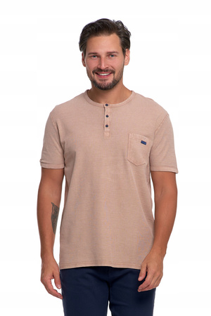T-Shirt Męski Elegancki Koszulka z Guzikami Bluzka Krótki Rękaw MORAJ 