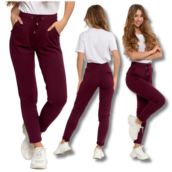 SPODNIE DRESOWE DAMSKIE GŁADKIE ZWĘŻANA NOGAWKA WYGODNE KLASYCZNE MORAJ