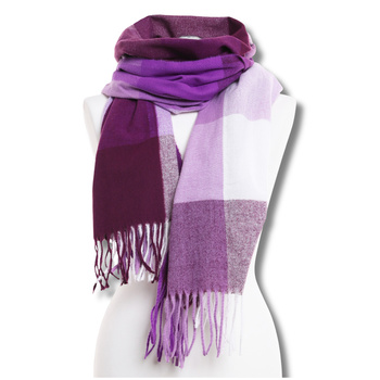 DUŻY SZAL DAMSKI MODNY W KRATĘ Z FRĘDZLAMI SZALIK NA CHŁODNE DNI MORAJ