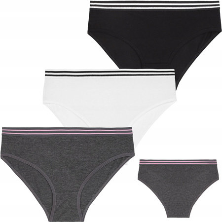 Majtki Bawełniane Figi Klasyczne Bikini Damskie Gumka w Paski 3-szt. MORAJ 