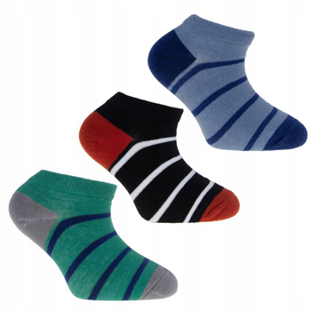 STOPKI CHŁOPIĘCE Niskie Skarpetki Dziecięce Kolorowe Paski MORAJ 3 pary