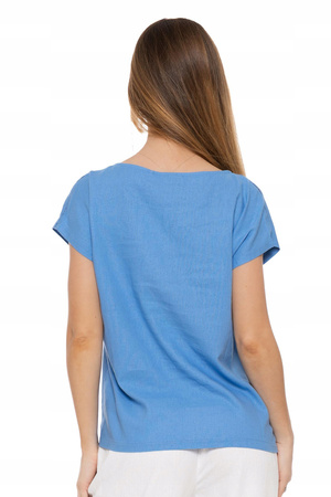 LUŹNA BLUZKA Damska Lniana Modna Koszulka T-Shirt Przewiewna MORAJ 