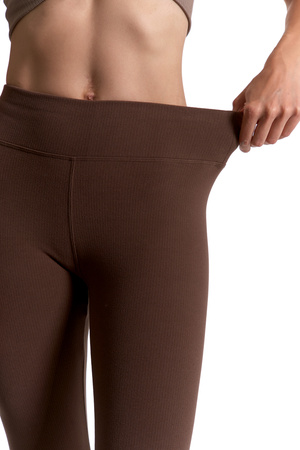 LEGGINSY DAMSKIE PRĄŻKOWANE GETRY Z WYSOKIM STANEM I SZEROKI PAS MORAJ