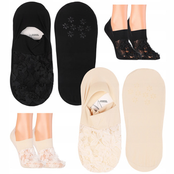 Skarpetki MORAJ Stopki Damskie Niskie Skarpety Balerinki Kwiatki 2PARY