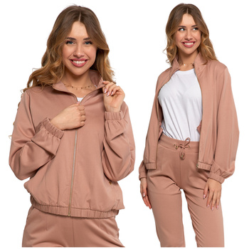 BLUZA DRESOWA DAMSKA MORAJ ROZPINANA GŁADKA KLASYCZNA ZE STÓJKĄ MODNA