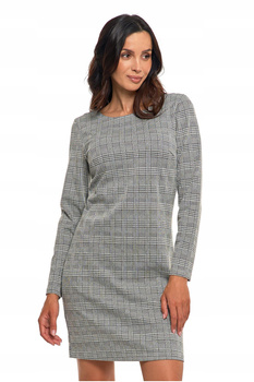 Ołówkowa SUKIENKA Damska Długi Rękaw Wzorzysta Do Kolan na Jesień MORAJ
