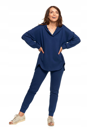 Elegancka BLUZA DAMSKA Oversize z Kapturem Stylowa Dekolt Serek MORAJ