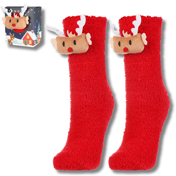 CIEPŁE SKARPETKI UROCZE RENIFERY 3D SKARPETY NA PREZENT UNIWERSALNE MORAJ