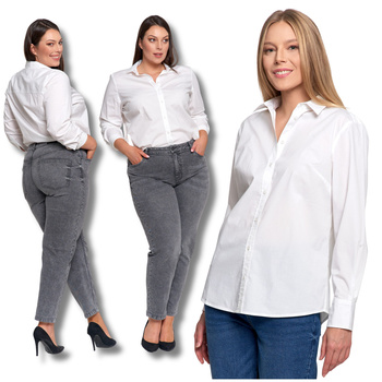 LUŹNA KOSZULA DAMSKA W PASKI BAWEŁNIANA KLASYCZNA DŁUGI RĘKAW MORAJ