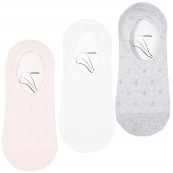 Stopki Damskie MORAJ Skarpetki Balerinki Delikatny Wzór Silikon 3-PAK