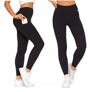 Gładkie Legginsy Damskie Sportowe z Kieszeniami Wysoki Stan Kryjące MORAJ
