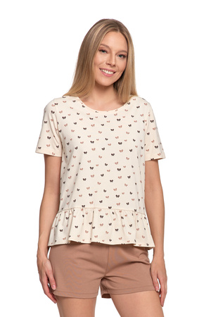 PIŻAMA DAMSKA DWUCZĘŚCIOWA MORAJ KRÓTKI RĘKAW SPODNIE SZORTY UROCZA