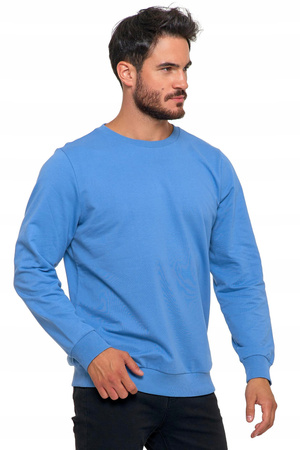 Bluza Męska Wkładana Przez Głowę Bez Kaptura Bawełniana Niebieska MORAJ 