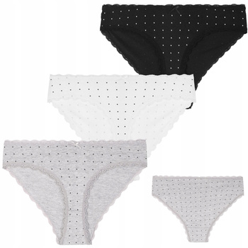 Figi Damskie Klasyczne Bawełniane Bikini Koronka w Kropki MORAJ 3-pak