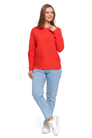 SWETER DAMSKI DZIANINOWY Z WISKOZY LUŹNY KRÓJ WYGODNY MODNY MORAJ