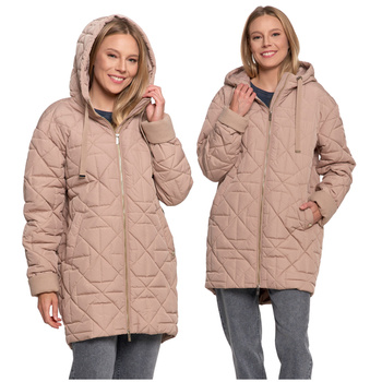 ELEGANCKA KURTKA DAMSKA PRZEJŚCIOWA Z KAPTUREM NA JESIEŃ CIEPŁA MORAJ