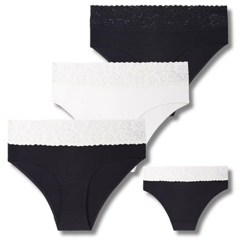 ELEGANCKIE FIGI DAMSKIE Z WYSOKIM STANEM MAJTKI Z KORONKĄ  MORAJ 3-PAR