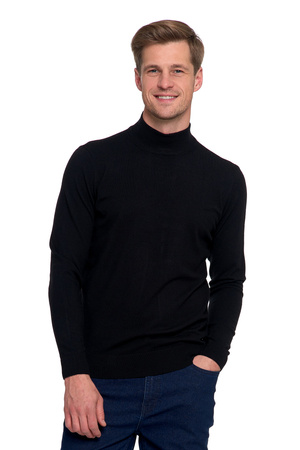 ELEGANCKI SWETER MĘSKI PÓŁGOLF KLASYCZNY GŁADKI MODNY DOPASOWANY MORAJ