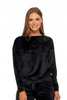 Welurowa BLUZA DAMSKA Czarna Bez Kaptura z Haftem Elegancka MORAJ 