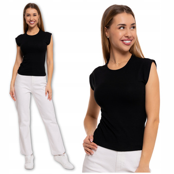 Koszulka Damska Czarny Top z krótkim rękawem Bluzka T-Shirt MORAJ