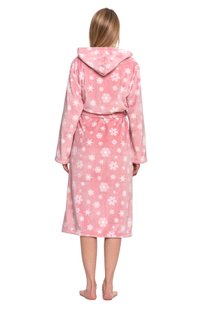 CIEPŁY SZLAFROK DAMSKI NA PREZENT WIĄZANY Z KAPTUREM PUSZYSTY MORAJ