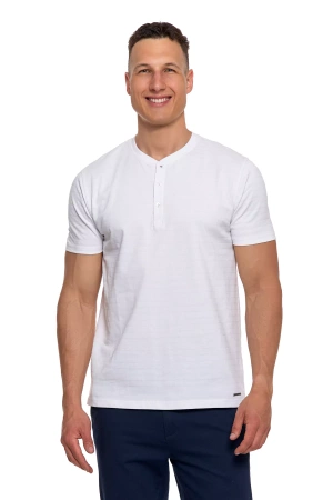 T-SHIRT MĘSKI MORAJ KOSZULKA KRÓTKI RĘKAW PROSTA ROZPINANY DEKOLT MODNA