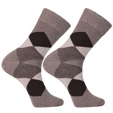 Wysokie Skarpetki MORAJ Skarpety Garniturowe Wzór w Romby 3 PARY