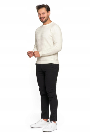 SWETER MĘSKI Elegancki Klasyczny z teksturą Modny Bawełniany MORAJ