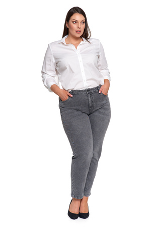SPODNIE MOM FIT JEANSOWE DAMSKIE WYSOKI STAN LUŹNE MODNE JEANSY MORAJ