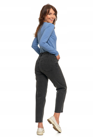 Spodnie Mom Fit Jeansowe Damskie z Wysokim Stanem Luźne Jeansy MORAJ 