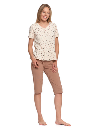 UROCZA PIŻAMA DAMSKA DWUCZĘŚCIOWA MORAJ KRÓTKI RĘKAW SPODNIE 3/4 MODNA