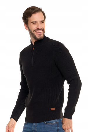 Sweter Męski Ze Stójką Zapinany Pod Szyją Elegancki Sweterek Ciepły MORAJ 