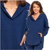 Elegancka BLUZA DAMSKA Oversize z Kapturem Stylowa Dekolt Serek MORAJ