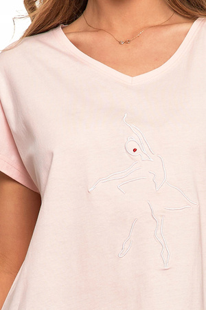 Bluzka Damska Koszulka T-Shirt z Haftem Oversize na Krótki Rękaw MORAJ 