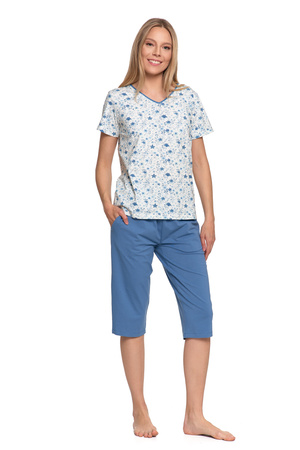 PIŻAMA DAMSKA DWUCZĘŚCIOWA MORAJ T-SHIRT KRÓTKI RĘKAW 3/4 SPODNIE